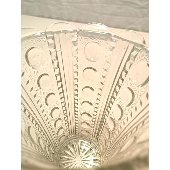 Vintage 1940s Glass Zipper & Button Pattern Vase Clear Pressed Glass 7.25" - Picture 5 of 8